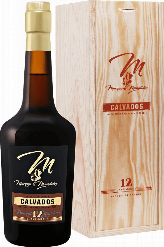 Кальвадос Marquis de Montdidier 12 Years Old, Calvados AOC, wooden box, 0.7 л