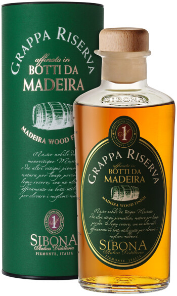 Граппа Sibona, Grappa Riserva Madeira Wood Finish, in tube, 0.5 л