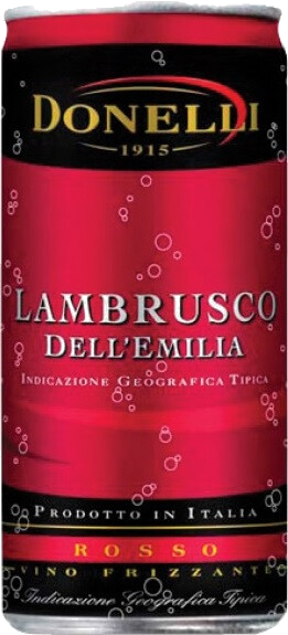 Игристое вино Donelli, Lambrusco dell′Emilia IGT Rosso Amabile, in can, 200 мл