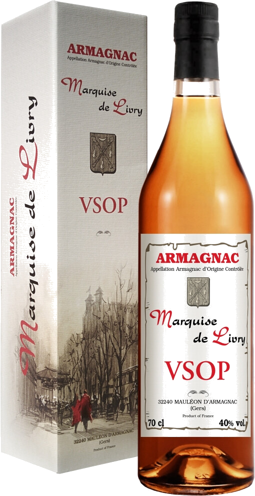 Арманьяк Marquise de Livry VSОР, Armagnac AOC, gift box, 0.7 л