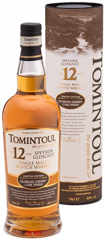 Виски Tomintoul 12 YO, Oloroso Sherry Cask Finish, gift tube, 0.7 л